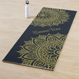 Tapis De Yoga Marine Blue & Olive Green Mandala