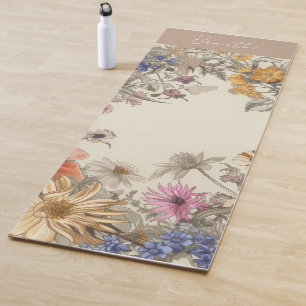 Tapis De Yoga Mat de Yoga floral neutre
