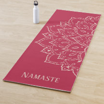Mat de Yoga Namaste rose avec Mandala