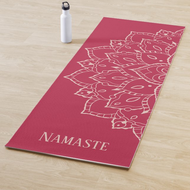 Tapis De Yoga Mat de Yoga Namaste rose avec Mandala (En situation)