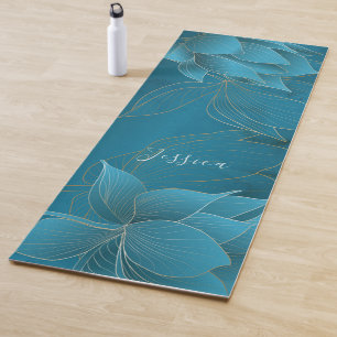 Tapis De Yoga Mat de Yoga personnalisé en or et turquois luxueu