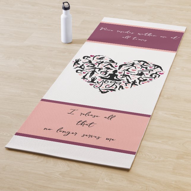 Tapis De Yoga Matte de yoga personnalisé avec coeur et voeux (En situation)