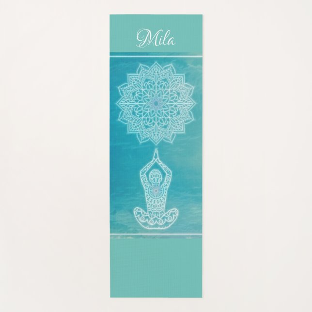 Tapis De Yoga Méditation bleu clair (Devant)