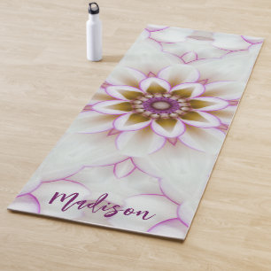 Tapis De Yoga Méditation du nom blanc de la fleur de Mandala mod