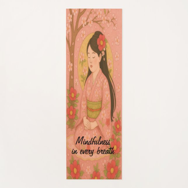Tapis De Yoga Méditation personnalisée Art Mindfulness Zen Rose (Devant)