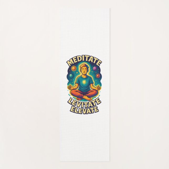 Tapis De Yoga "Méditez. Lévité. Elevate." - Énergie cosmique (Devant)
