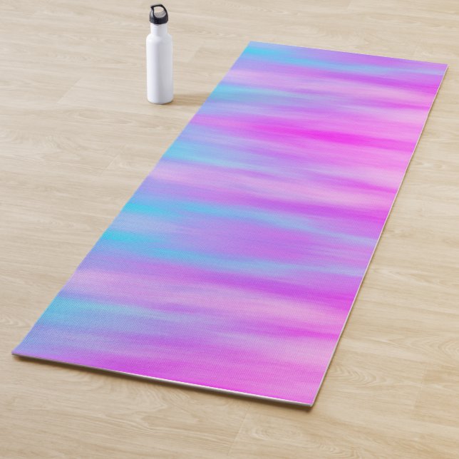 Tapis De Yoga Mélange doux de bleu ciel rose violet Ombre (En situation)