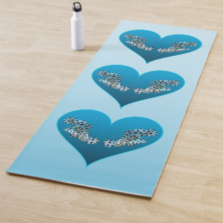 Tapis De Yoga Mérou - Cœurs bleus, disposés verticalement |
