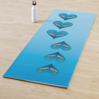Tapis De Yoga Mérou - Cœurs bleus, disposés verticalement |