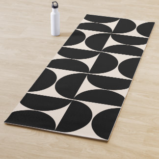 Tapis De Yoga Mi-Siècle Moderne Motif Vintage Noir Et Blanc