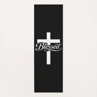 Tapis De Yoga Minimalist Blessed Cross Christian Faith Design