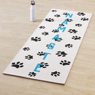 Tapis De Yoga Modèle Empreintes de Patte Noires Namaste avec Nom