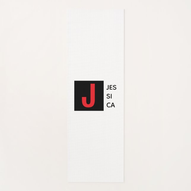 Tapis De Yoga Modern Elegant Plain Professional Name Monogram (Devant)