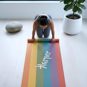 Tapis De Yoga Moderna Linear MCM Rainbow Personnalisé