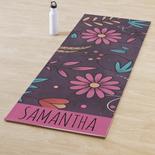 Tapis De Yoga Moderne Cute Big Floral Modèle Personnalisé (En situation)