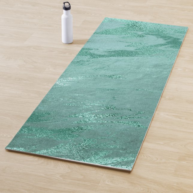 Tapis De Yoga Molten Jade | Marbre de luxe Emerald Green (En situation)