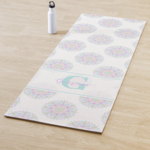 Tapis De Yoga Monogram Pastel Rainbow Sundae Polka Dot Mandala