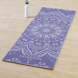 Tapis De Yoga Monogramme Boho Mandala Purple Elegant