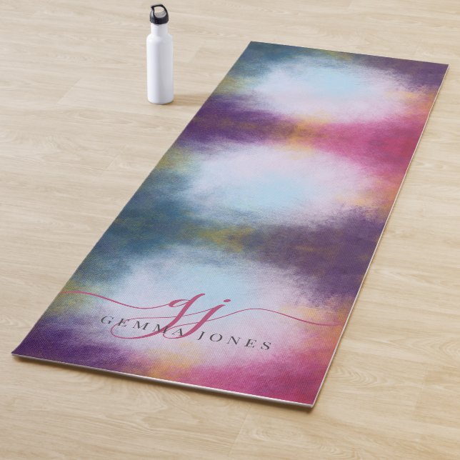 Tapis De Yoga Monogramme de lueur abstraite éthérée (En situation)