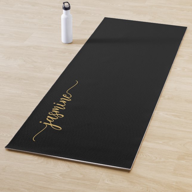 Tapis De Yoga Monogramme d'or noir moderne pour fille Script de  (En situation)