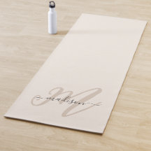 Monogramme et nom neutres Beige Boho Script