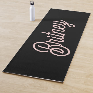 Tapis De Yoga Monogramme et nom rose pâle moderne