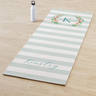 Tapis De Yoga Monogramme floral paradis et rayures
