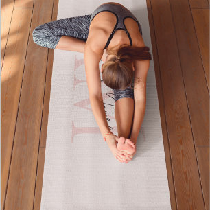Tapis De Yoga "Monogramme minimaliste personnalisé Pastel rose