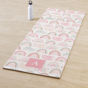 Tapis De Yoga Monogramme Motif arc-en-ciel de Whimsical