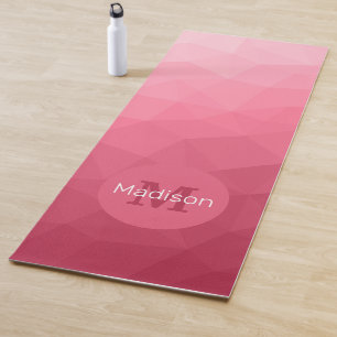 Tapis De Yoga Monogramme Motif rose à maillage géométrique rose