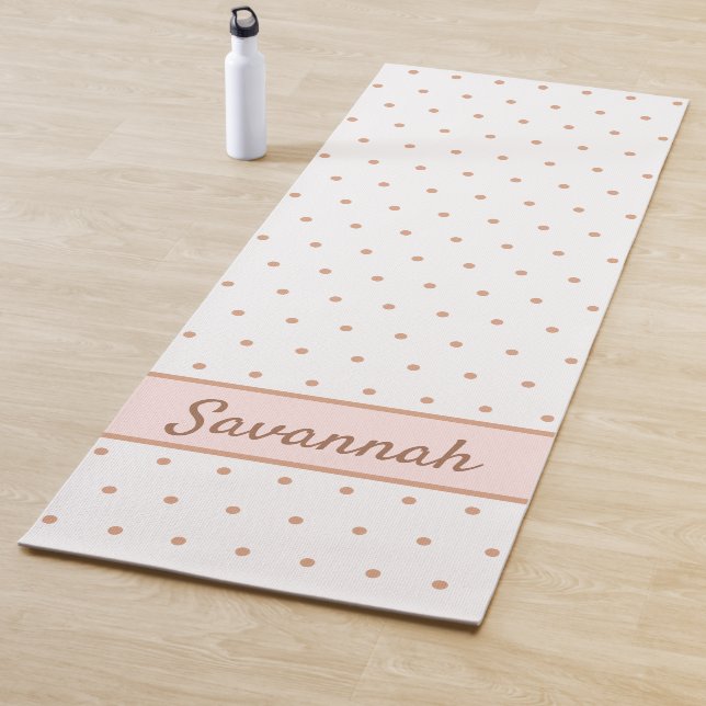 Tapis De Yoga Monogramme motif rose blanc (En situation)