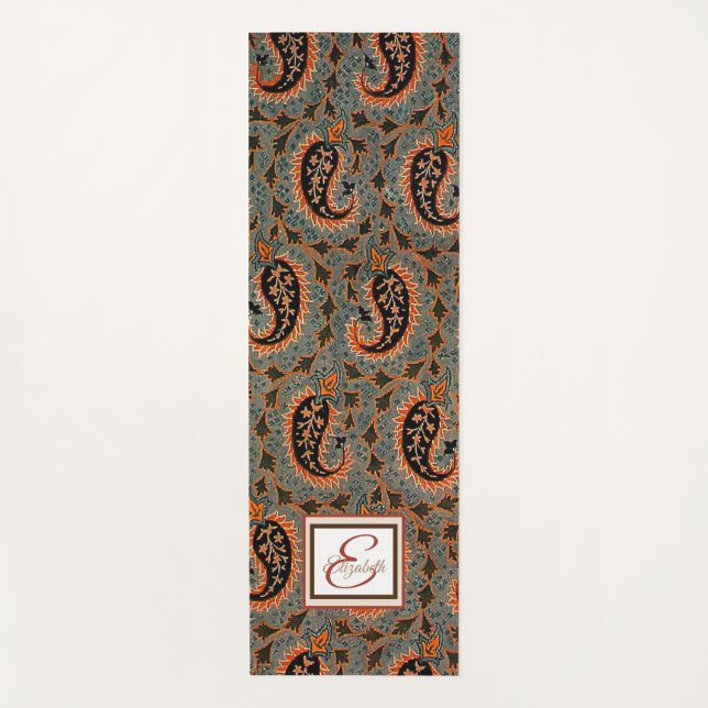 Tapis De Yoga Monogramme Oriental, Perse, Paisley (Devant)