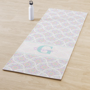 Tapis De Yoga Monogramme Pastel Arc-en-ciel Sundae Mandala Art D