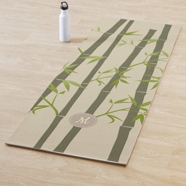 Tapis De Yoga Monogramme personnalisé léger en bambou naturel ze (En situation)