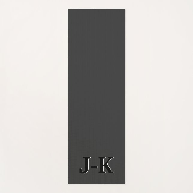 Tapis De Yoga Monogramme personnalisé noir minimaliste simple (Devant)