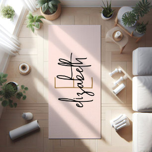 Tapis De Yoga Monogramme personnalisé rose pâle