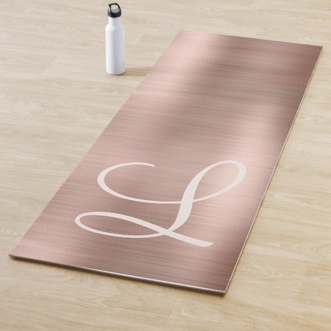 Tapis De Yoga Monogramme rose métal brossé rose or (En situation)