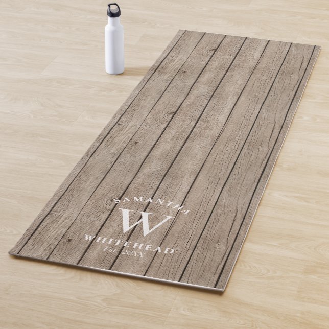Tapis De Yoga Monogramme rustique Yoga Mat de bois clair (En situation)