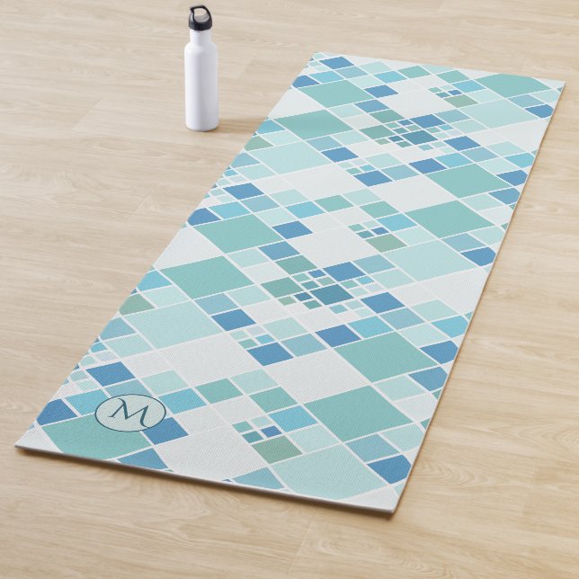 Tapis De Yoga Monogramme Turquoise Motif Turquoise Yoga Mat (En situation)