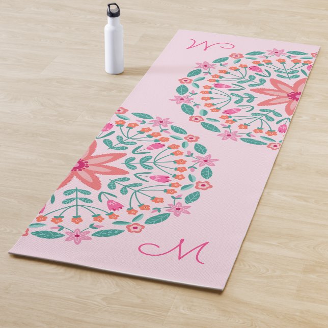 Tapis De Yoga Monogramme végétal Mandala Floral (En situation)
