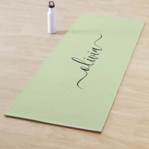 Tapis De Yoga monogramme vert clair et noir