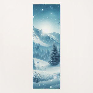 Tapis De Yoga Montagne d'hiver de neige
