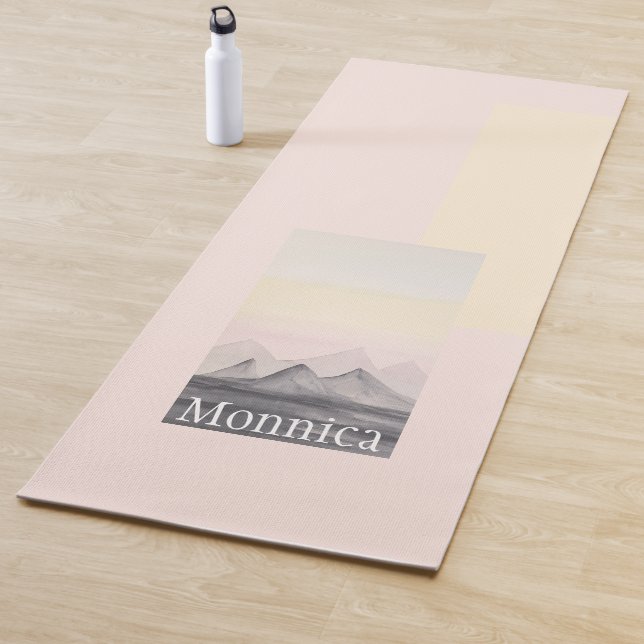 Tapis De Yoga Montagne Haute aquarelle Art Monogramme (En situation)