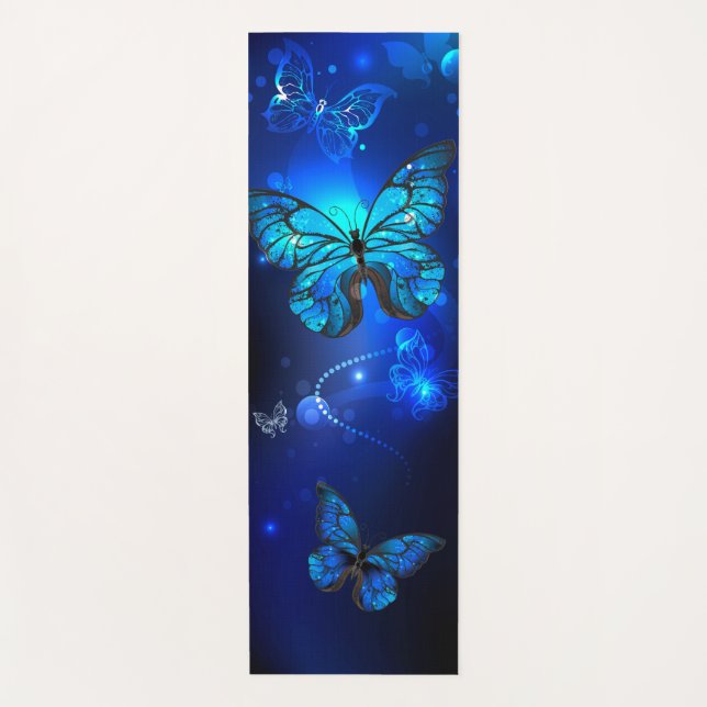Tapis De Yoga Morpho Butterfly in the Dark Background (Devant)