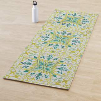 Tapis De Yoga Morris Yellow Turquoise Vine & Flower Pattern