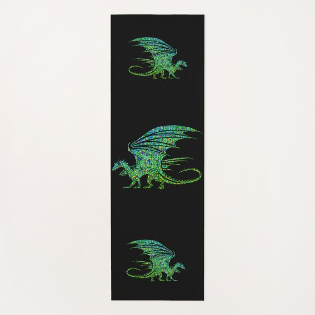 Tapis De Yoga Mosaïque Extraordinaire de dragon vert (Devant)