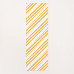 Tapis De Yoga Motif à cinq bandes jaune et blanc ensoleillé