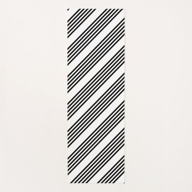 Tapis De Yoga Motif à cinq bandes noir et blanc (Devant)