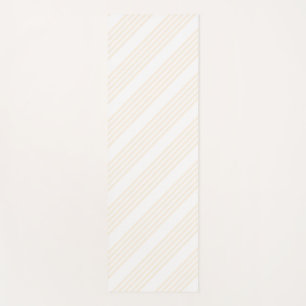 Tapis De Yoga Motif à cinq rayures beige et blanc