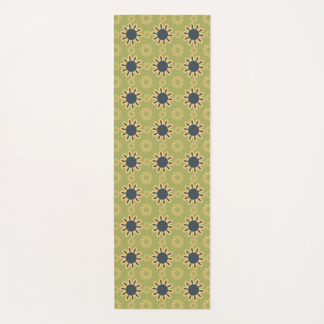 Tapis De Yoga Motif Abstrait noir et jaune rétro (Devant)